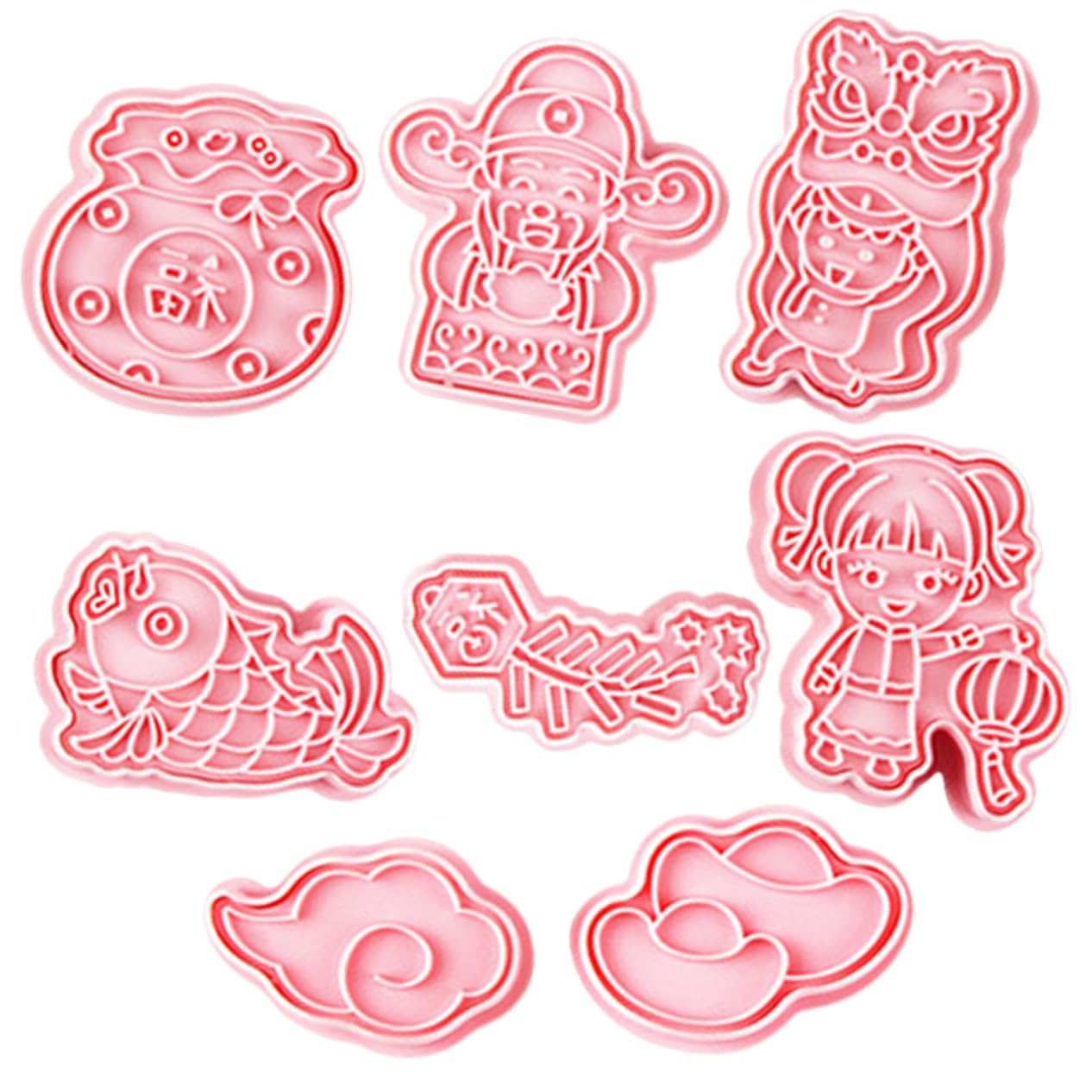 PRETYZOOM 40 Stk Keksform Keksstempel Zum Backen Keks-pressstempel Cookie-stempel Geprägte Keksausstecher Backzubehör Für Kekse Wiederverwendbare Backformen Kuchenbackzubehör Plastik Rosa