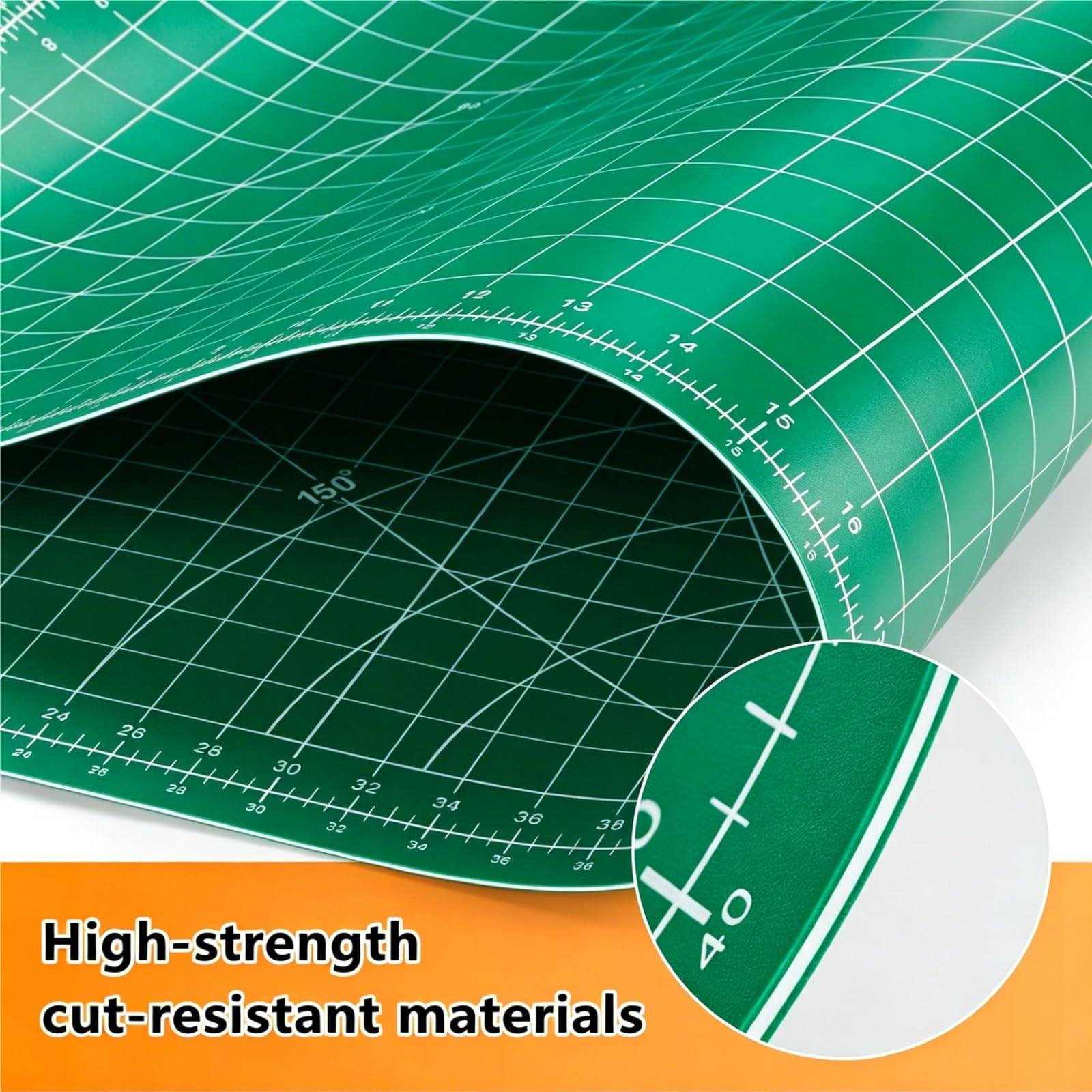 Tappetino Taglio Tappetino da taglio autorigenerante A1 90x60 cm | Tappetino da taglio in pelle con griglia bifacciale antiscivolo spessa 1,8 mm for cucito, quilting, hobby artigianale