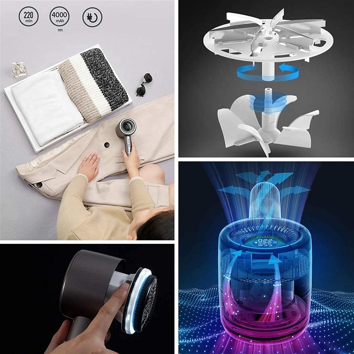 Removedor de Pelusas de afeitadora de Tela Ropa y Muebles - 5 velocidades: Elimina Fuzz y Pilling - USB Portátil fácil Quitar