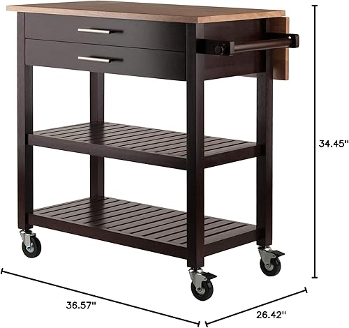 Miniatura 7 de Ergode Wood Langdon Drop Leaf - Carrito de cocina con estilo, práctico, amplio almacenamiento