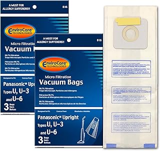 EnviroCare Replacement Micro Filtration Vacuum Cleaner Dust Bags designed to fit Panasonic Types U, U-3, U-6 6 Pack