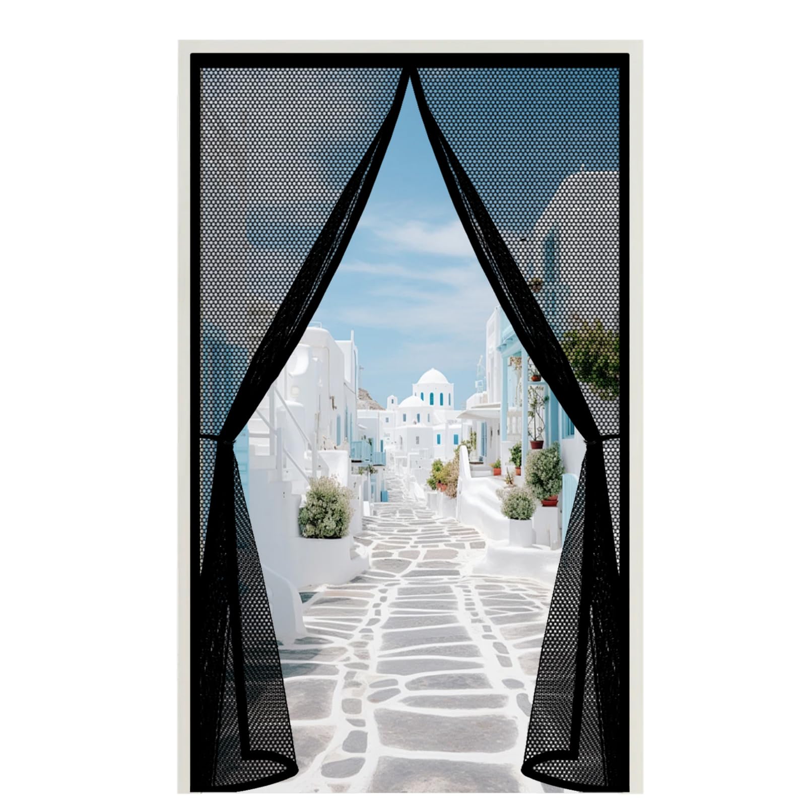 Magnetic Fly Screen 68 x 220 cm Keep Bugs Out, Full Frame Magic Tape, Powerful Magnets, Self Sealing, No Drill Installation, Heavy Duty Door Screen for Balcony Bedroom Doors, Black