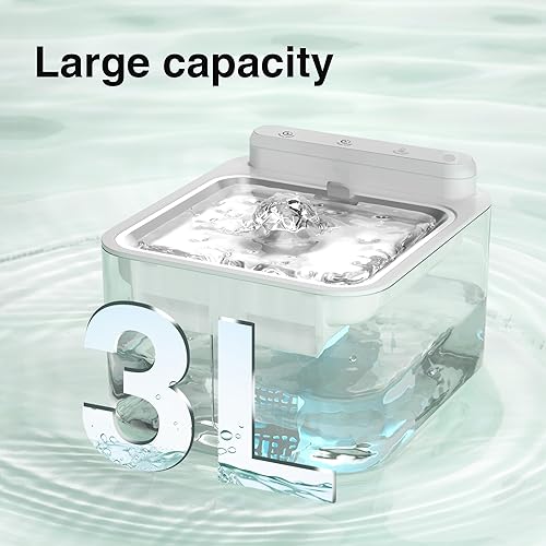 Miniatura 6 de Fuente de agua inalámbrica recargable para gatos, funciona con pilas, fuente de acero inoxidable con sensor de movimiento de 105 oz/3 L, bomba ultra