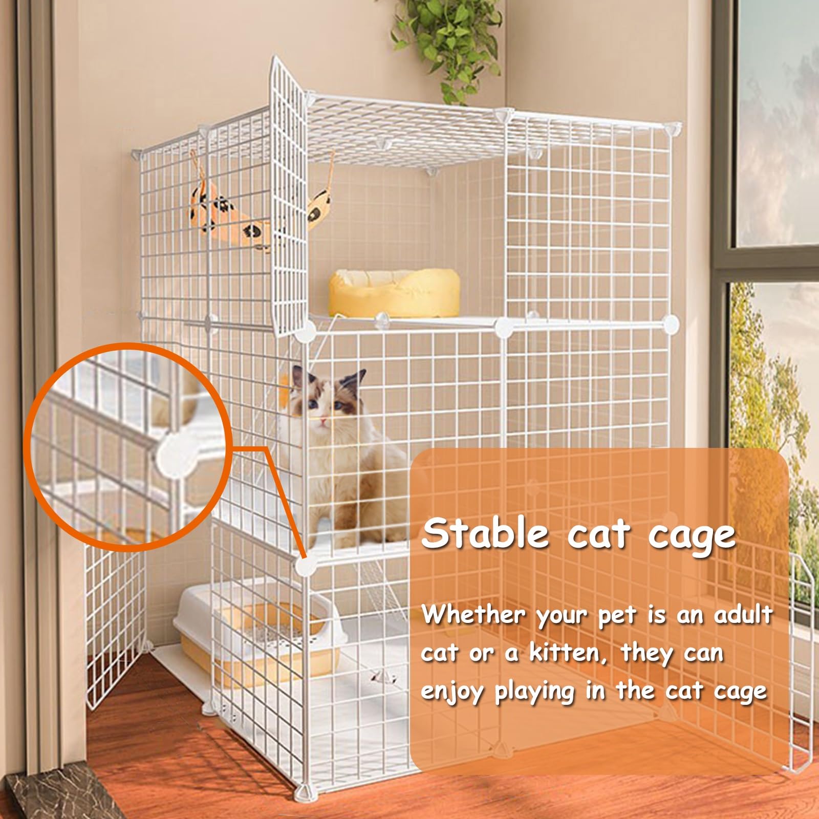 Gabbia per gatti da interni, grande, facile da montare, ideale per viaggi e uso all'aperto, perfetta per 1-2 gatti, ideale per campeggio e avventure in camper