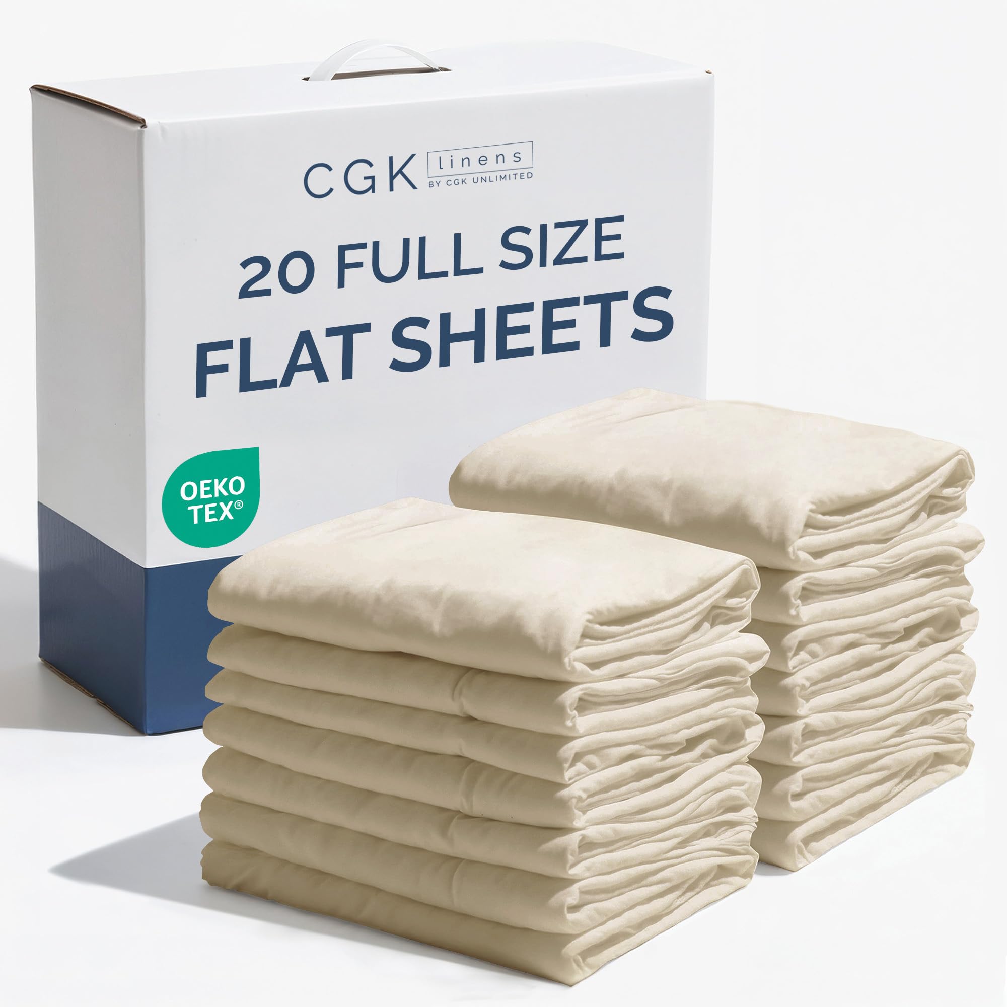Full Size Flat Sheets - Pack of 20 Top Flat Bed Sheets Only - Soft, Comfy, Breathable & Cooling - Hotel Quality, Fade & Wrinkle Free - Easy-Care,