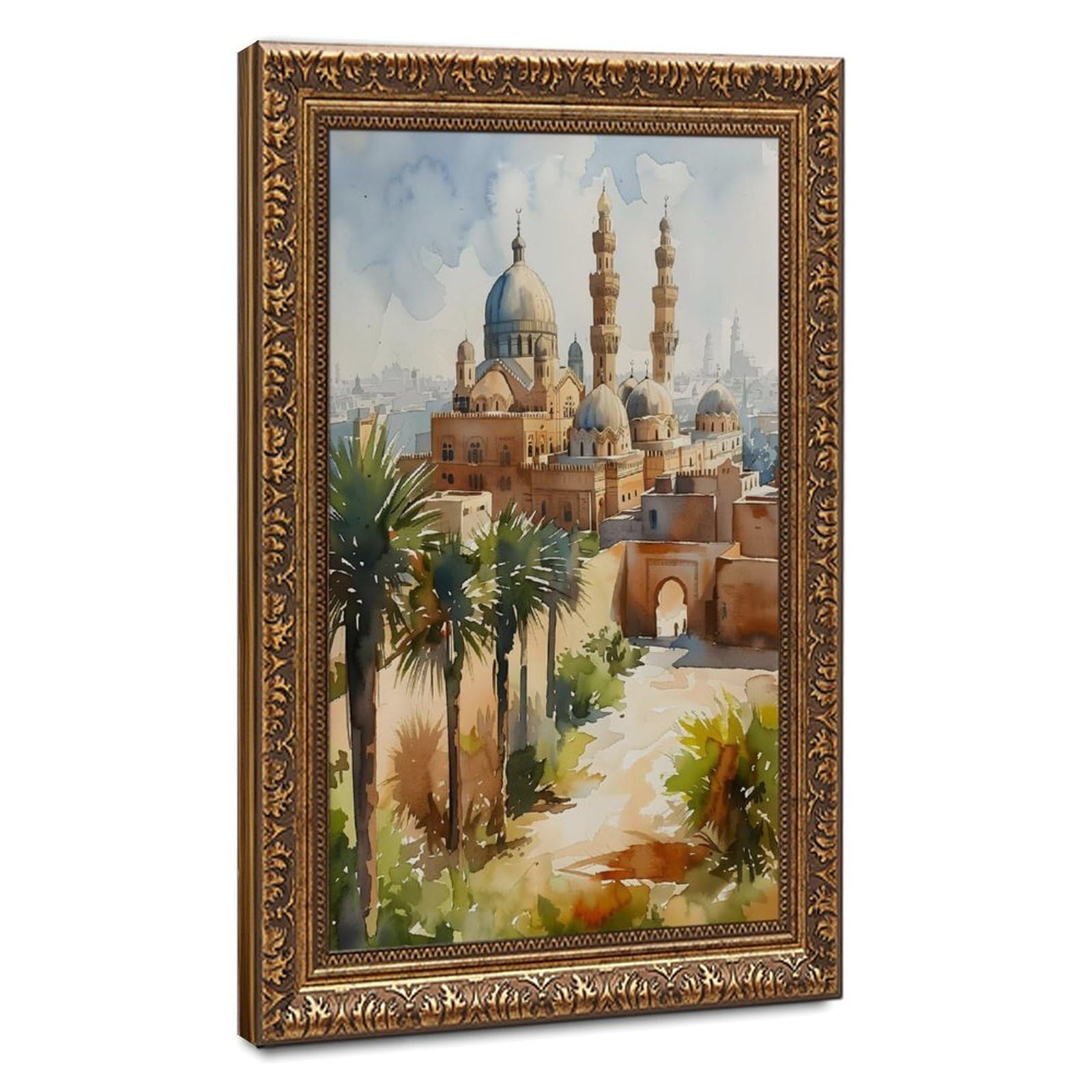 Bareronor Cairo Watercolor Canvas Poster Bedroom Decor Landscape Office Room Decor Gift 16" L X 24" W