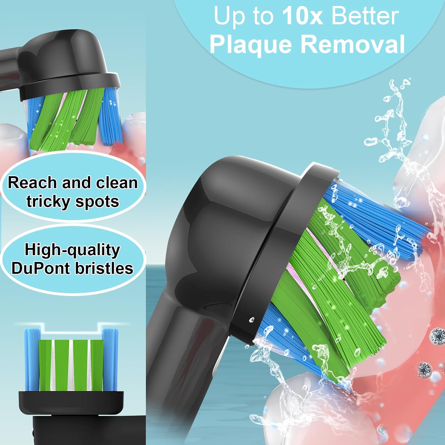 16 Pack Replacement Toothbrush Heads Compatible with Oral B Braun, Brush Heads Refill Compatible with Oral B Pro 1000, Smart 1500, Genius X, Vitality Electric Toothbrush (Black) image 3