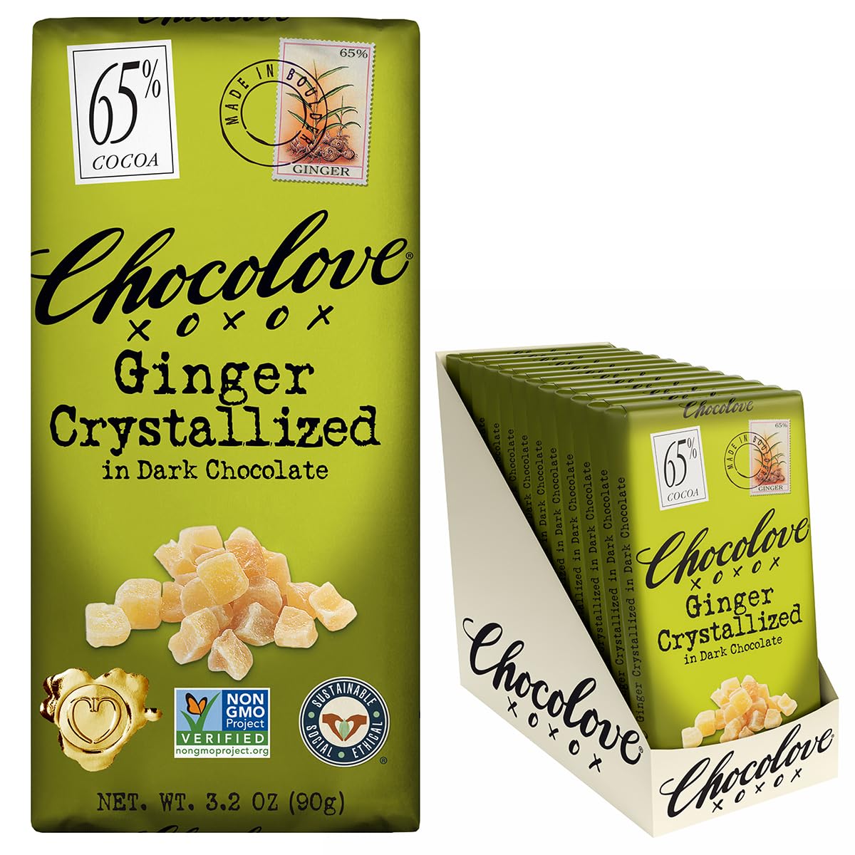 Amazon.com : Chocolove Ginger Dark Chocolate Bars | 65% Cocoa