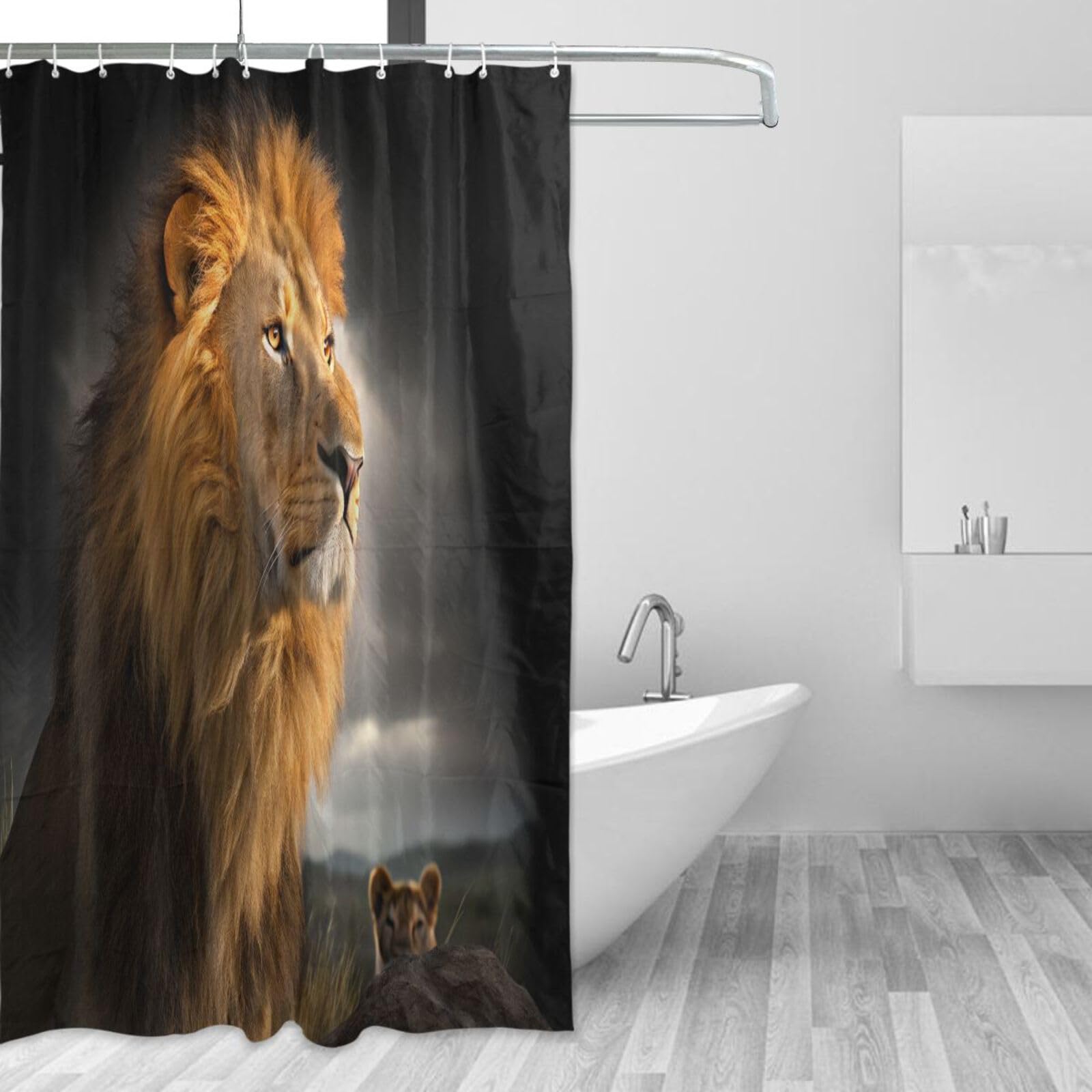 Rideau de douche Roi Lion en tissu : fini les éclaboussures grâce au textile étanche