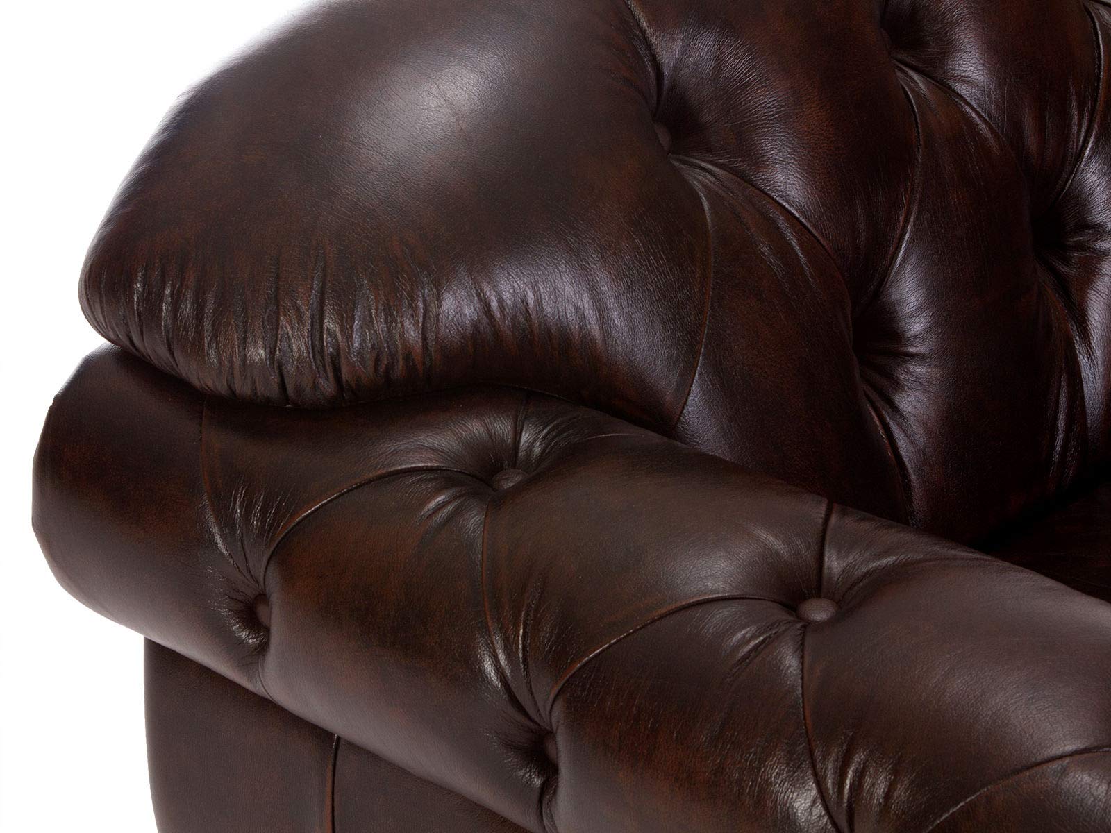 Woodkings Chesterfield Sessel Hereford Echtleder antik Braun | Bürosessel, Federkern, Clubsessel, Englisches Leder, Unikat