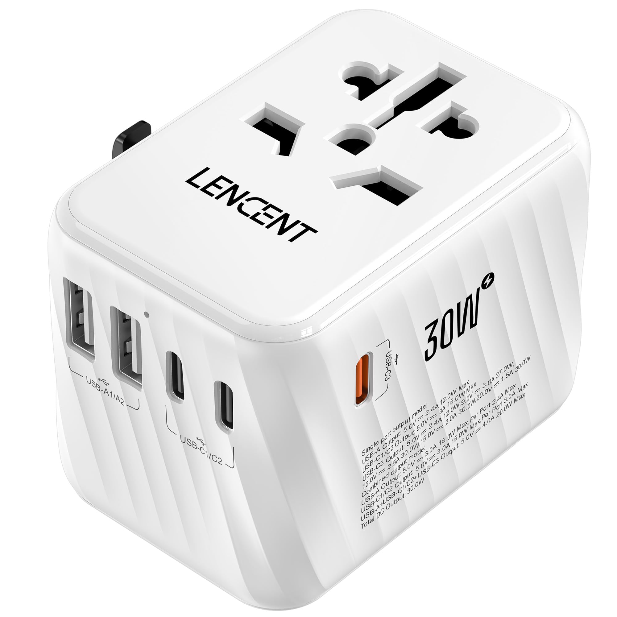 LENCENT Universal Travel Power Adapter 30W