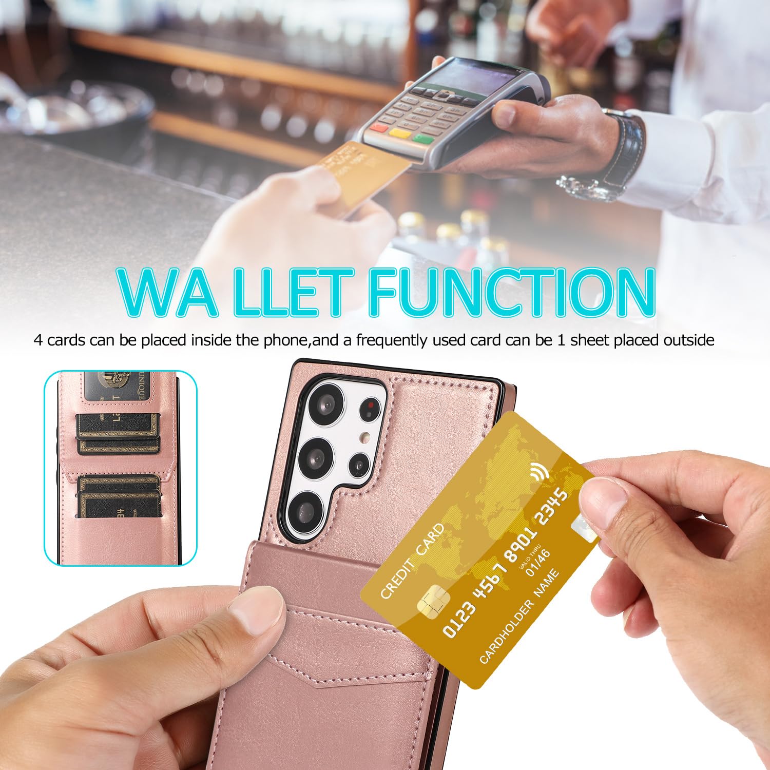 Etui do Samsung Galaxy S24ultra/S24plus/S24, portfel skórzany premium na telefon ze stojakiem, 5 miejsc na karty, ochronne etui na telefon komórkowy z klapką (kolor: brązowy, rozmiar: S24 Ultra)