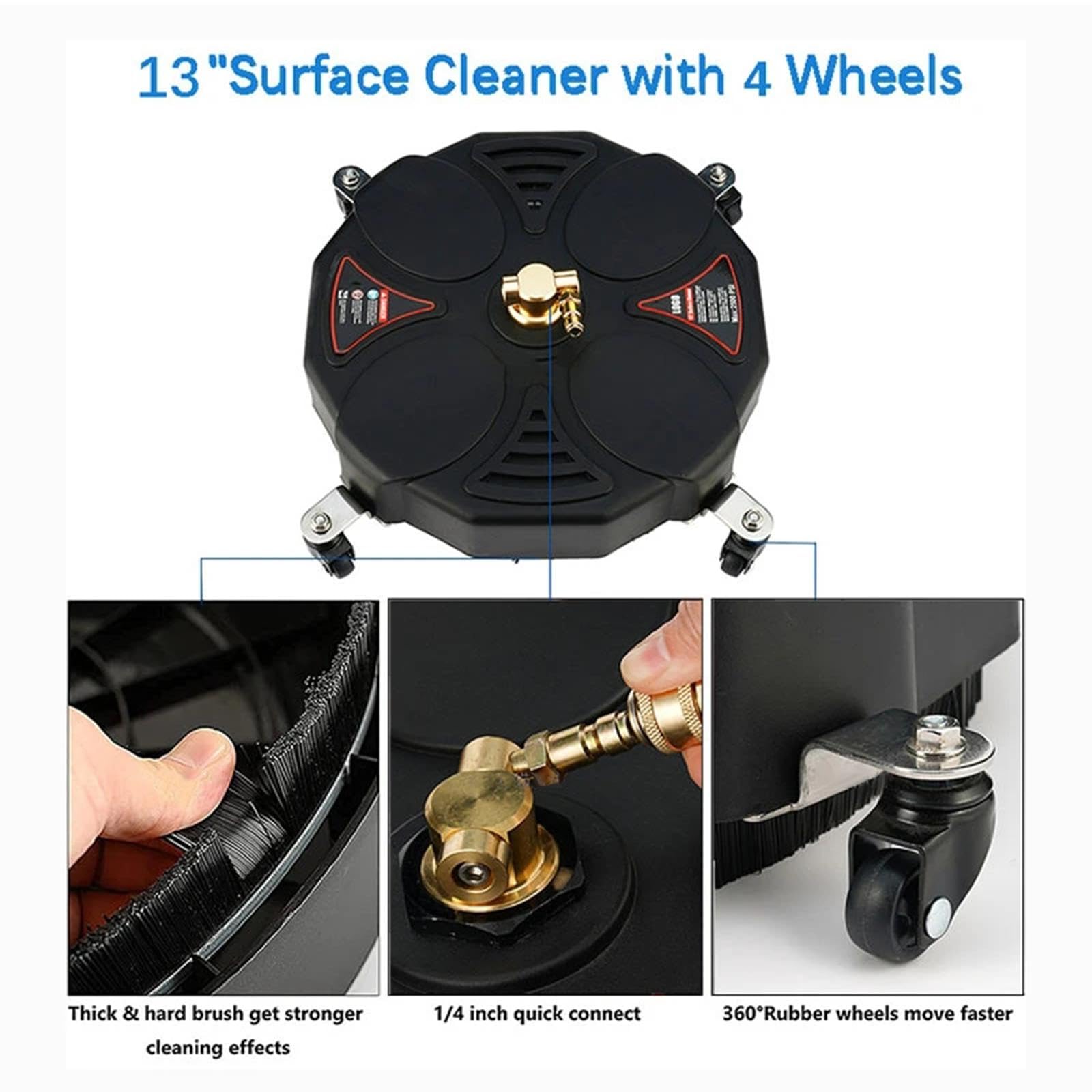 Perfeclan Surface Cleaner Limpiador de Superficies Accesorio para Hidrolimpiadora Fregadora para Patio Boquilla Giratoria para Entrada Fabricado en Acero