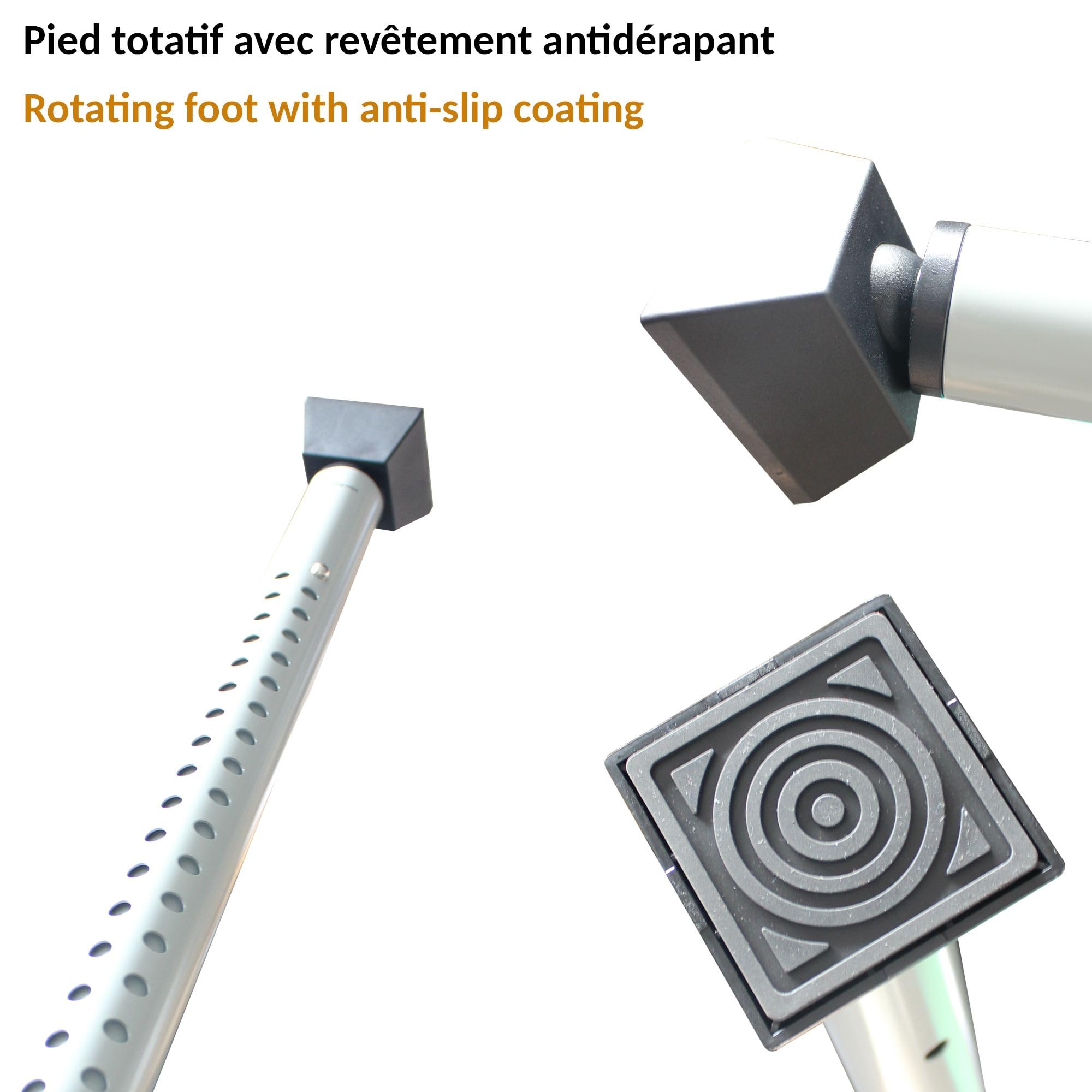 Barra antieffrazione - Blocco delle maniglie di porte e finestre - Tubo telescopico da 71 a 114 cm - Cunei in plastica morbida - Rilevatore di vibrazioni - Allarme da 100 dB - Facile installazione