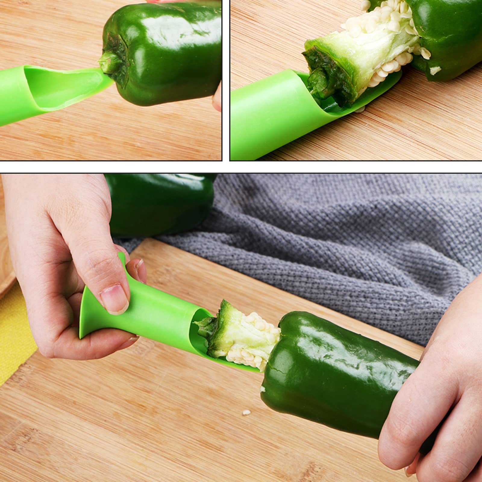 Pelador de Verduras Corer Slicer Removedor de Semillas Jalapeno Corer Bell Pepper Chili Pepper Cutter Pelador de Frutas Herramientas de Cocina Pelador