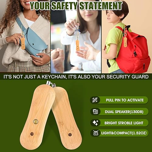 Miniatura 6 de Alarma de seguridad personal, llavero de autodefensa, regalos para niñas, luz estroboscópica, portátil recargable, alarma de seguridad de emergencia