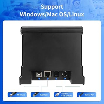 NetumScan 80mm POS Receipt Printer 300mm/s USB Thermal Receipt Printer with Auto Cutter Cash Drawer, USB Ethernet Interface, Support Windows/Mac/Linux, Restaurant Kitchen Printer for ESC/POS