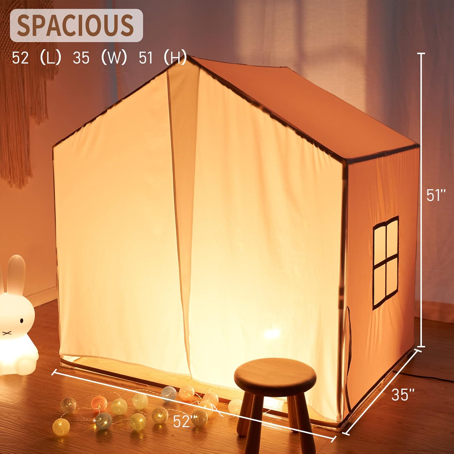 Blасk Frіdау 🔥 Large Kids Tent, Kids Playhouse with Banner,Light and Floor Piece, Tent for Kids Reading Nook, Playing, Enjoying, Easy to Assemble and Wash, Indoor and Outdoor, Boho Adult Tent, 52x35x51 Frее Shірріng Ovеr $50 Large Kids Tent, Kids Playhouse with Banner,Light and Floor Piece, Tent for Kids Reading Nook, Playing, Enjoying, Easy to Assemble and Wash, Indoor and Outdoor, Boho Adult Tent, 52x35x51