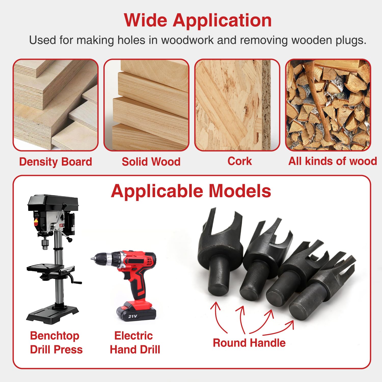 ANGELSWORD Wood Plug Cutter Set - 8 Sizes -7