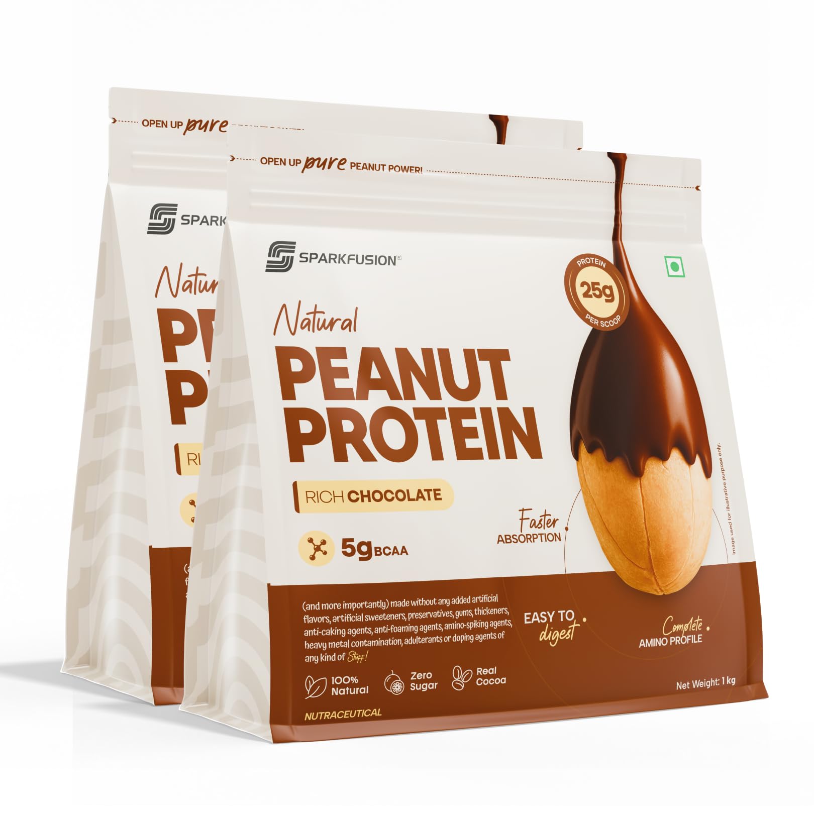 SparkFusion Natural Peanut Protein Isolate – Flavor – 25g Protein, 5g BCAA, Zero Sugar, Gut-Friendly, Vegan, Lab-Tested, No Artificial Additives (500 g (Pack of 1), Rich Chocolate) — Amazon image 16
