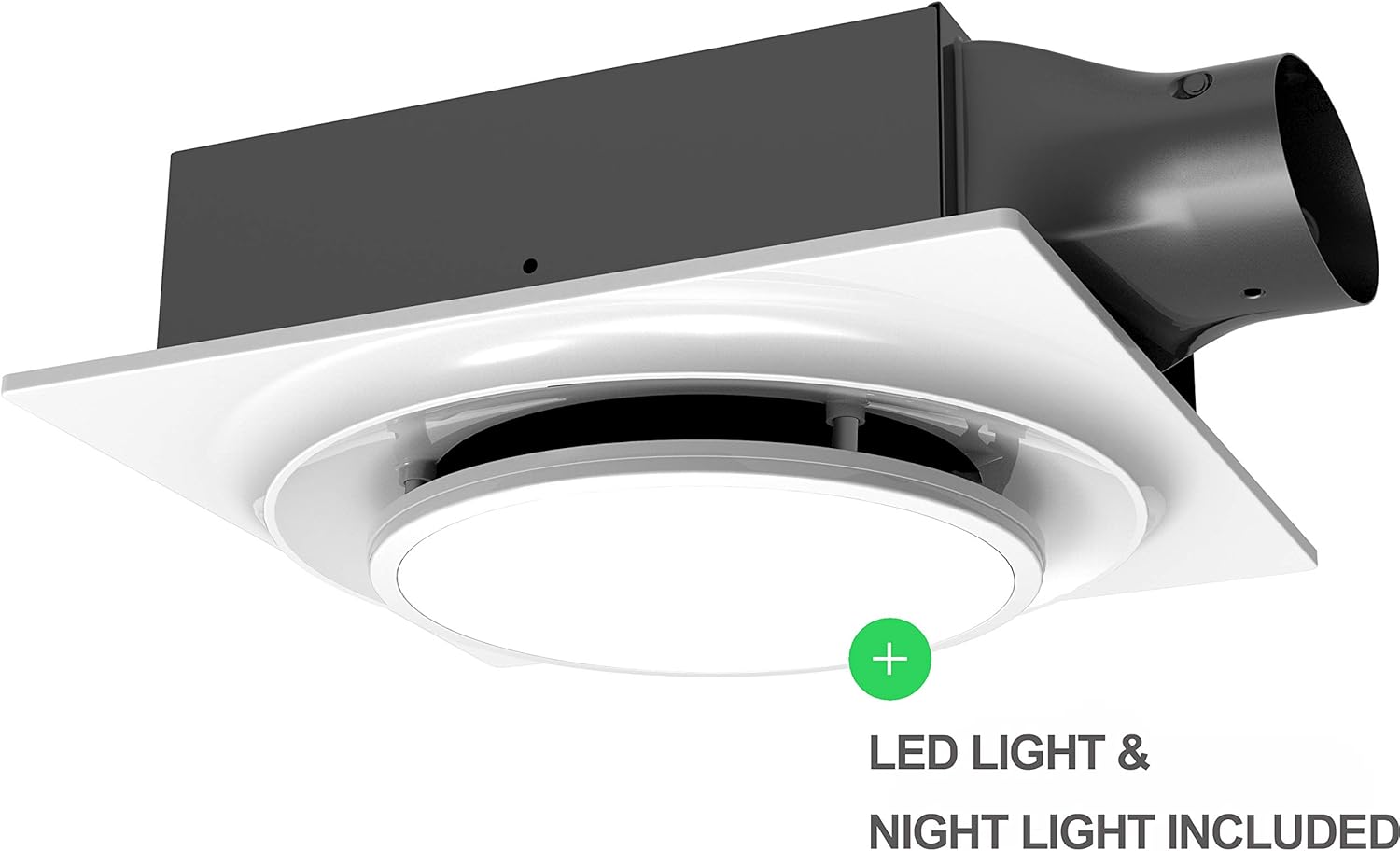 Aero Pure ABFS0511DL6W ABFS0511 DL6 50-80-110 CFM White Quiet Bathroom Ceiling and Wall Mount Ventilation Fan with LED Light, 10.25 x 10.30 x 3.5