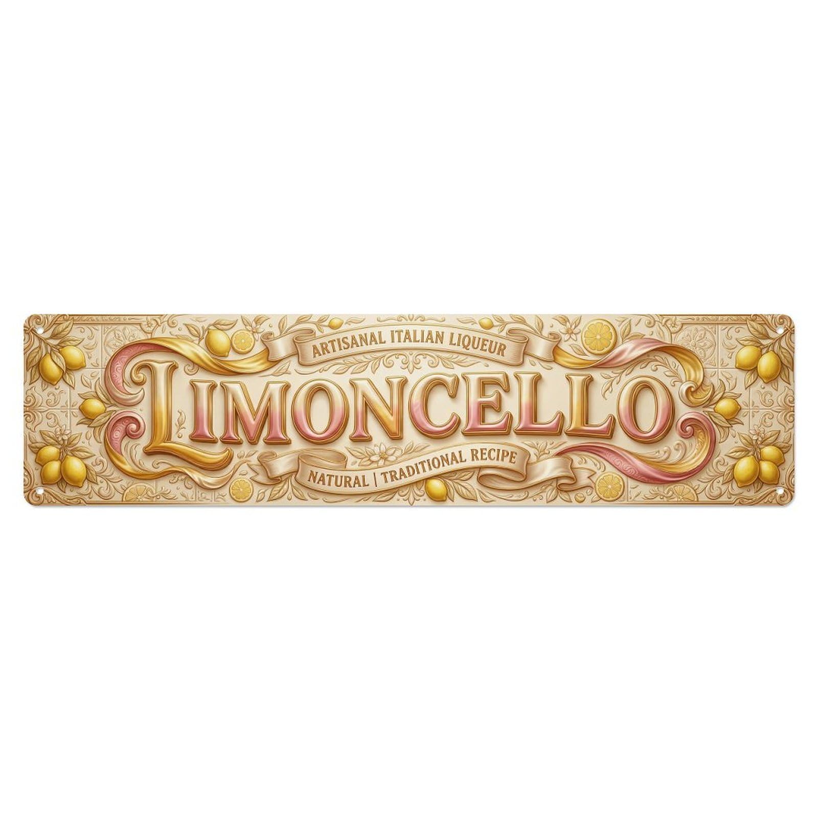 Vintage Limoncello Embossed Satin Lemon Metal Tin Sign Plaque Wall Decor for Cafe, Club, Garden Metal Poster 4x16Inch