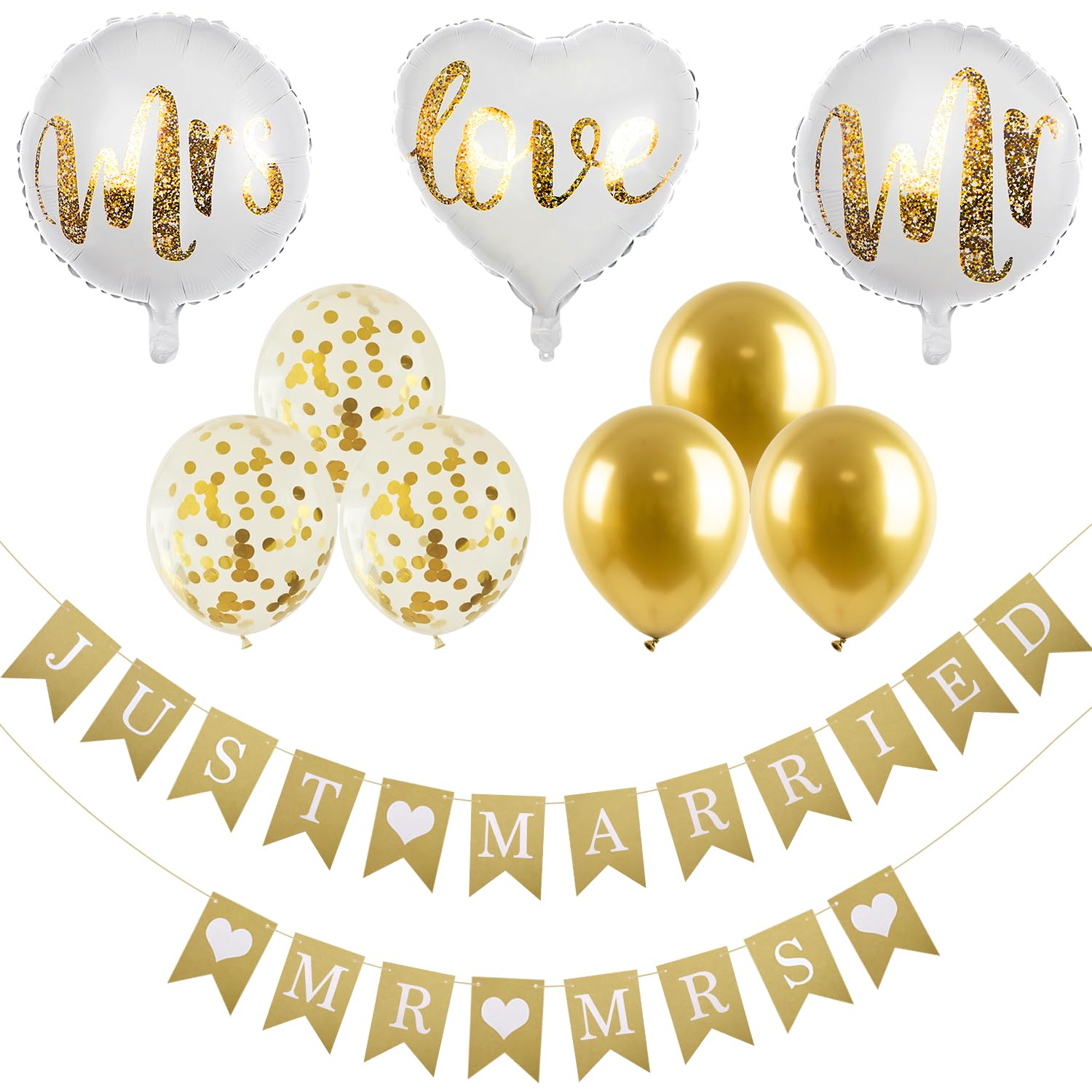 Palloncini A Lettere Per Nozze Decorazioni Per Feste 'Just Married' - Palloncini Lettere, Cuori, Coriandoli, Per Matrimoni E Addii Al Nubilato Palloncini Matrimonio