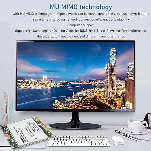 Miniatura 4 de Acogedor RTL8852BE Tarjeta de red M.2, adaptador NIC de 1800 Mbps, mini tarjeta PCIE WiFi compatible con Bluetooth 5.2, banda 2.4G 5G, para