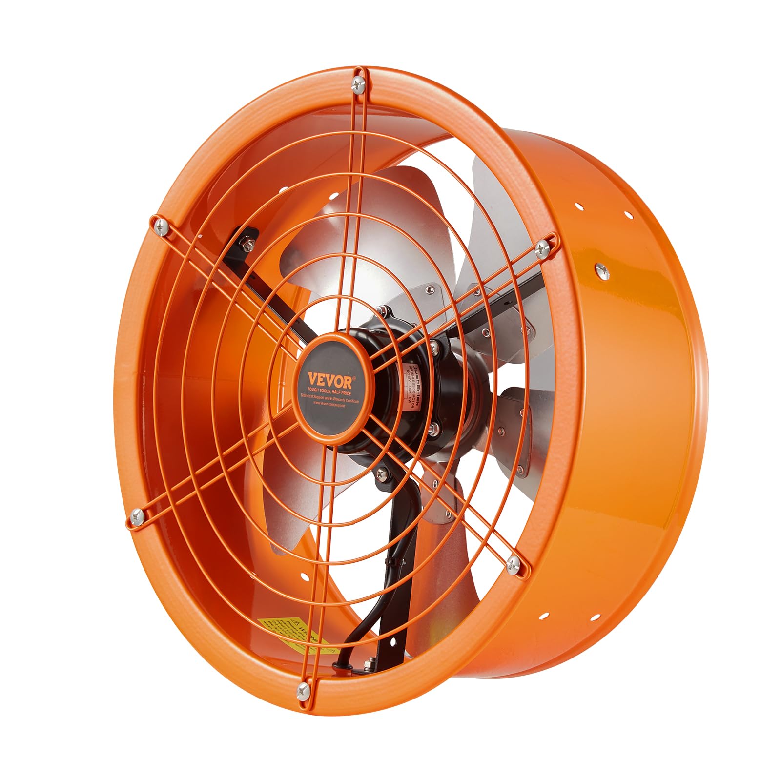 VEVOR Ventilador de Montaje a Dos Aguas, Extractor de Aire Solar con Termostato Ajustable y Malla Exterior, 1300 CFM, Ventilación Silenciosa para Techo, Garaje, Tienda, Naranja, Φ 400 x 150 mm