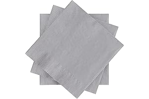 CUSINIUM 250-pack Silver Grey Paper Napkins, Cocktail Napkins, Disposable, 2-ply