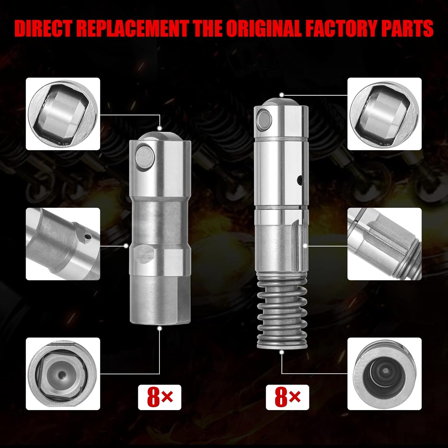 (Genuine OE Quality) 16Pcs Active Fuel Management Valve Hydraulic Roller Lifters Compatible with GMC Cadillac Chevrolet Chevy Buick Pontiac 4.3L 5.3L 6.0L 6.2L Replace 12569256 12645725 12680871