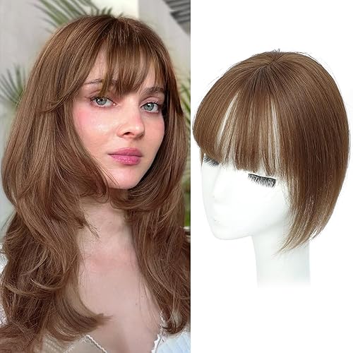 Miniatura 8 de Molefi Extensiones de cabello para mujer, cabello humano real con flequillo, extensiones de cabello superior para adelgazar, pelucas de cabello Remy