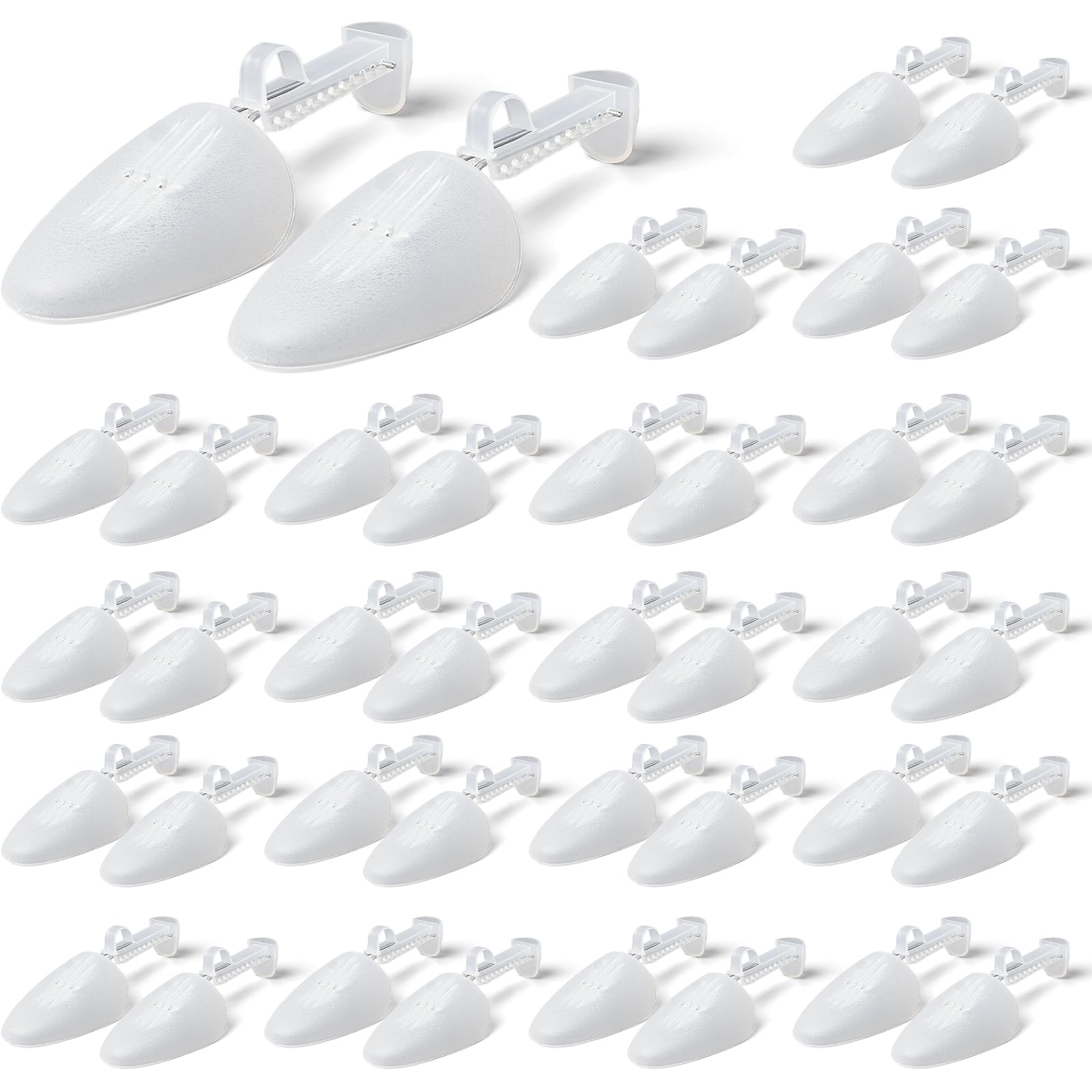 Juego de 20 pares de hormas para zapatos de plástico, ajustables, para hombre, transparentes, con muelle, soporte para zapatillas, mocasines y zapatos casuales