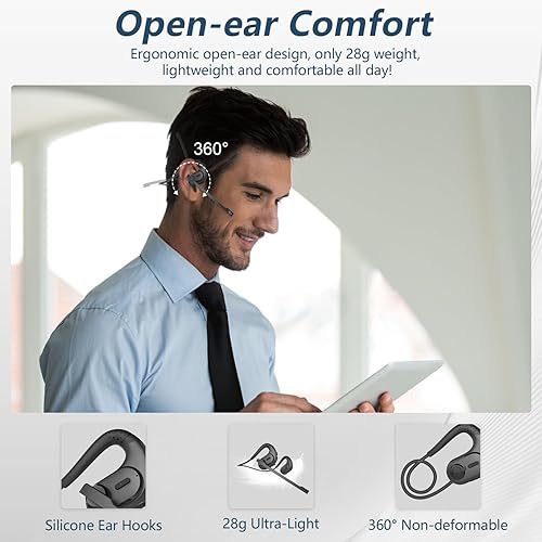Miniatura 2 de BANIGIPA Auriculares Bluetooth con micrófono extraíble, auriculares inalámbricos con cancelación de ruido para teléfonos, computadora portátil, PC,