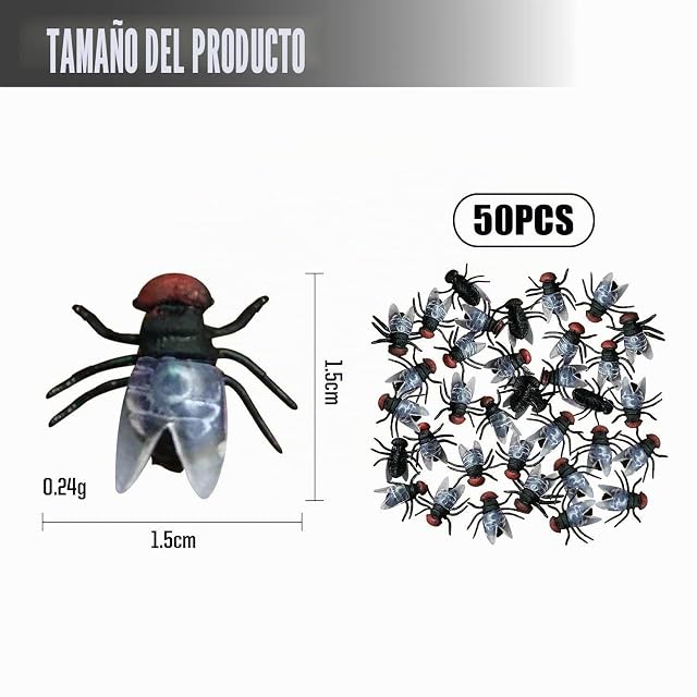 Foto 2 de 6 de UDNFHL 50 Piezas De Mosca Simulada, Pequeños Juguetes De Plástico, Accesorios De Terror Creativos De Parodia