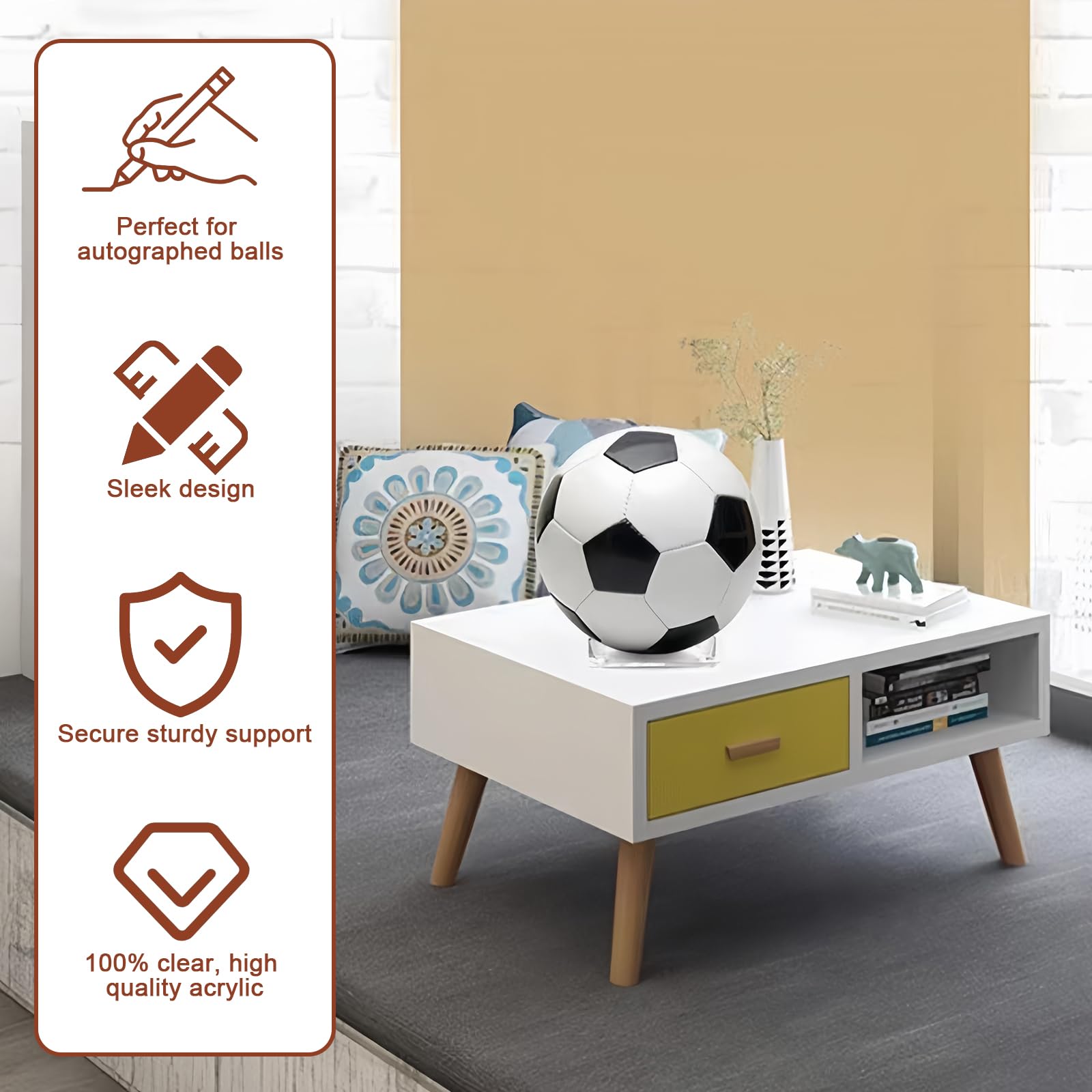 Soporte de Pelotas, Soporte Acrílico de Balones De Fútbol, Soporte de Exhibición de Pelota Transparente, Estante de Almacenamiento de Bola para Baloncesto Voleibol Rugby Pelotas Deportivas