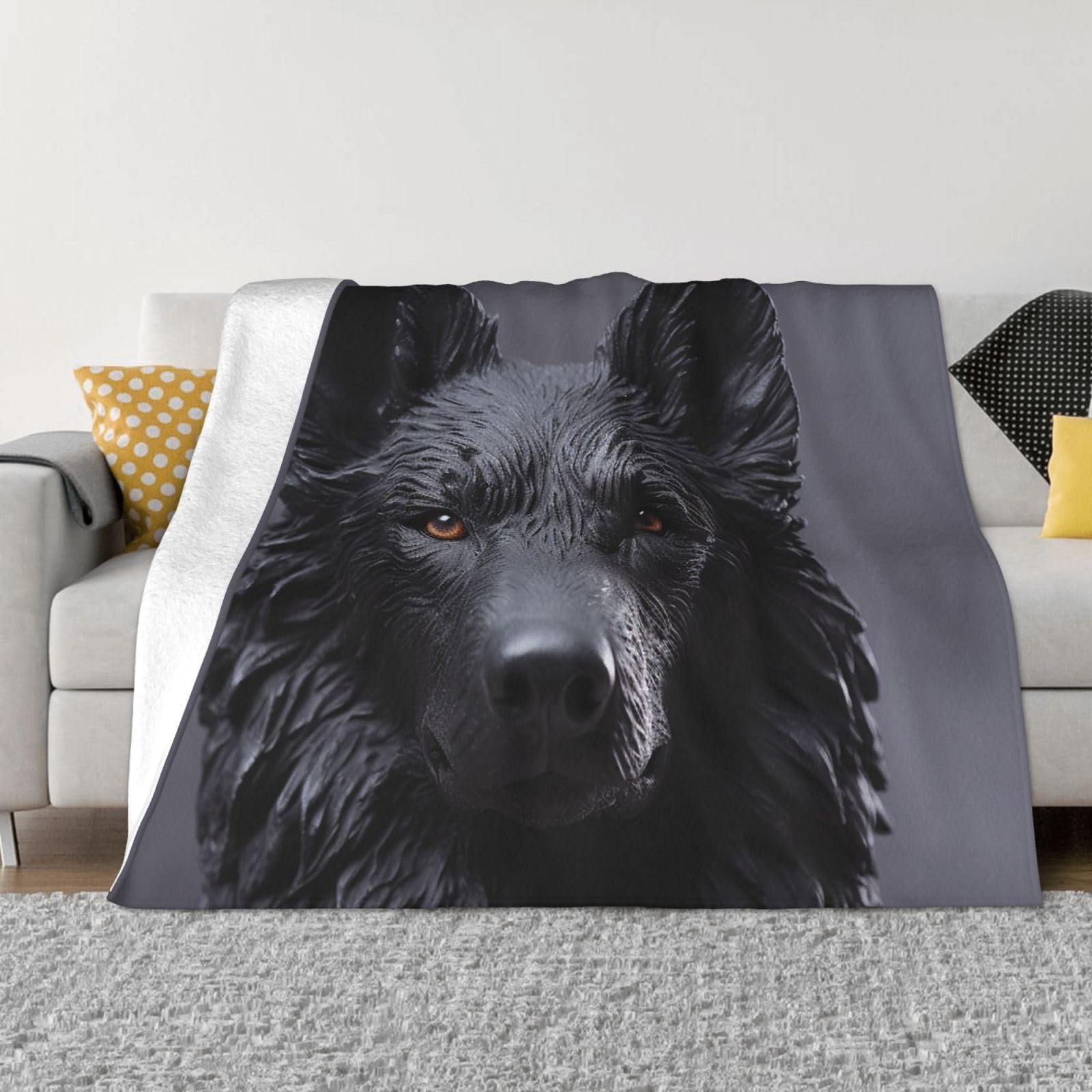FodPand Black German Shepherd Fleece Blanket 40"x30" Lightweight Warm Throw Blanket for Bed Couch Cozy Air Conditioning Quilt All Seasons Decorative Fuzzy Blankets Gifts for Women Men