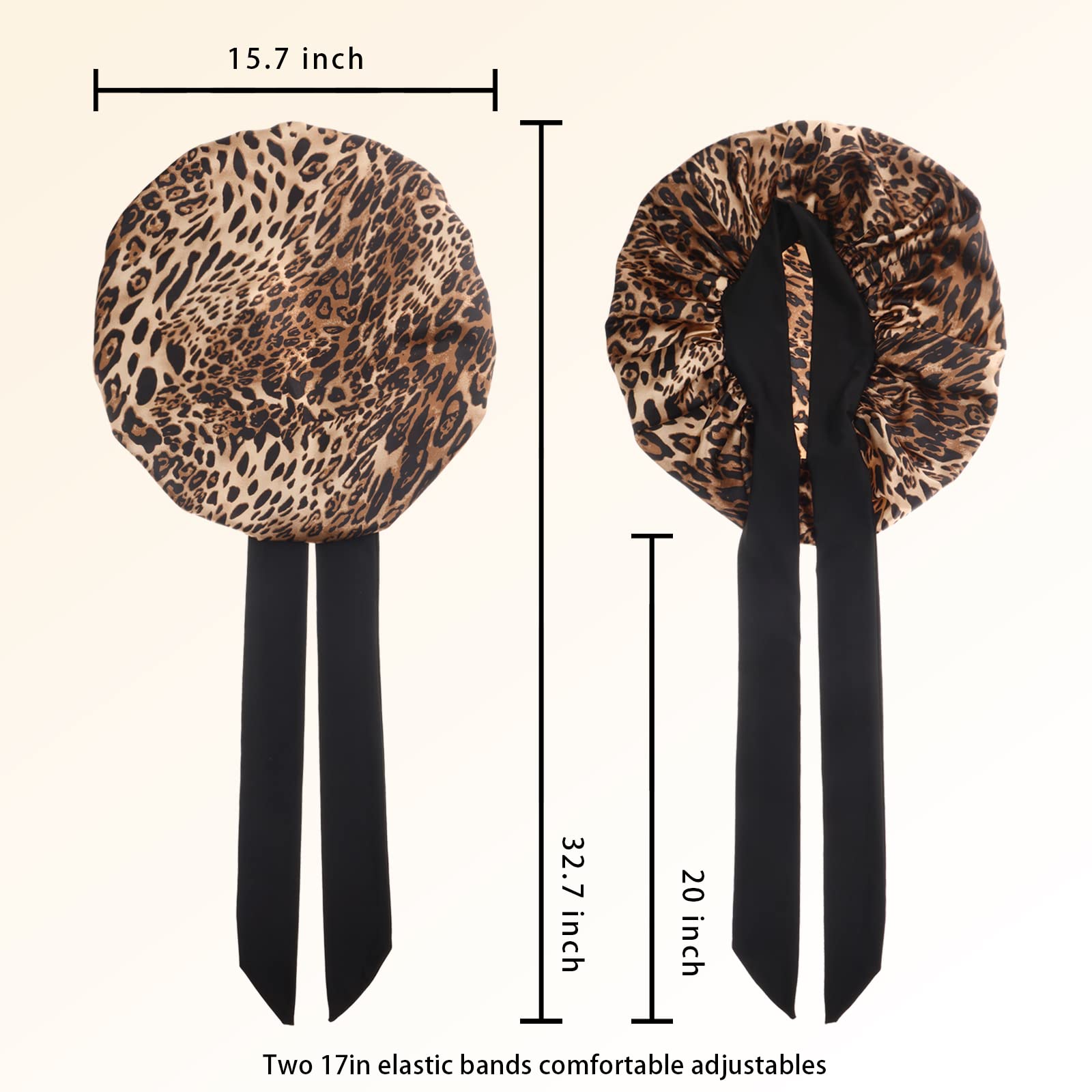 Seidige Satin-Haarhaube, Nachtmütze, Haarabdeckung für schwarze Frauen, Haarpflege mit weichem, dehnbarem Band – Jumbo-Satin-Schlafmütze