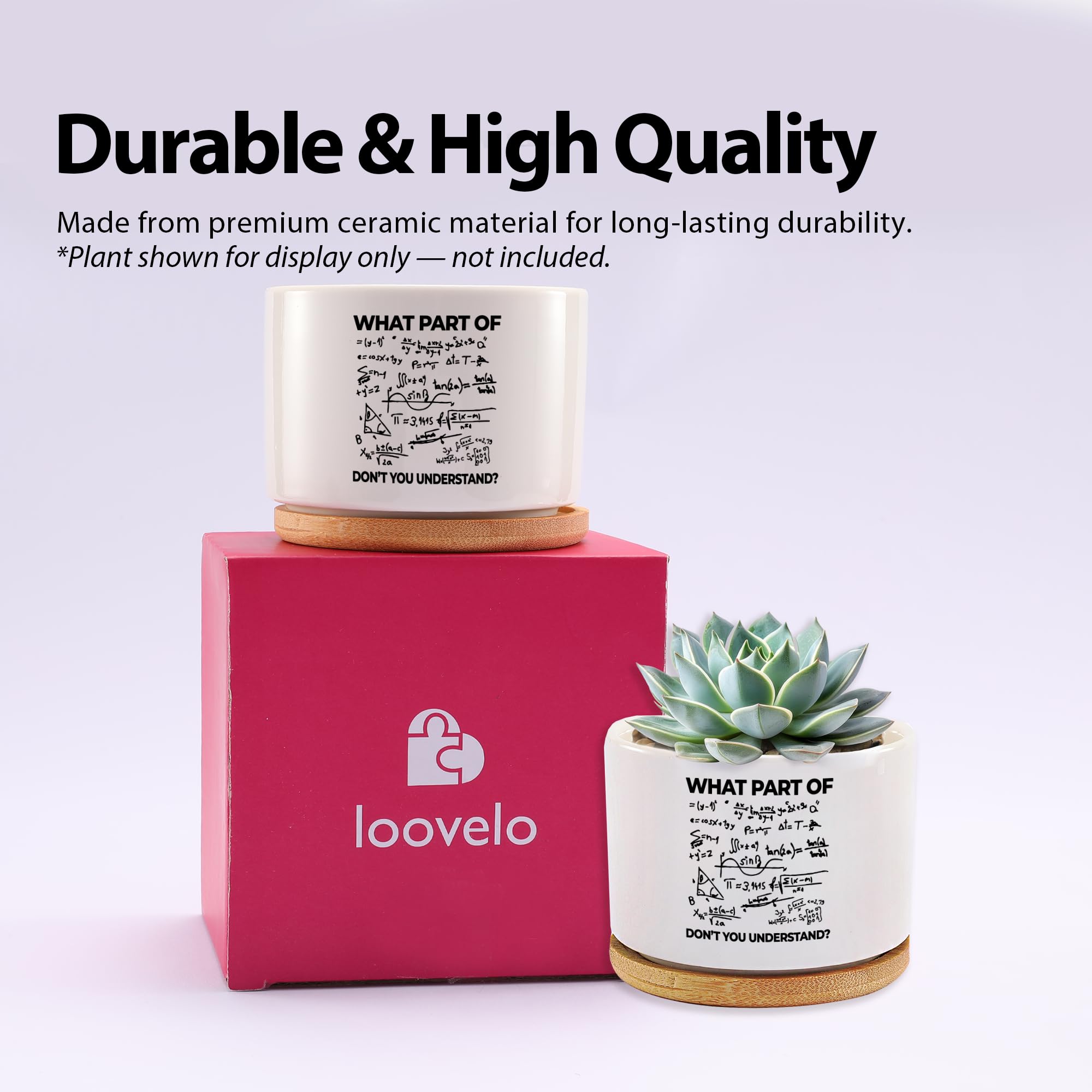 What Part of Don’t You Understand Engineer Ceramic Succulent Plant Pot with Bamboo Tray Round Engineering Gifts for Boyfriend Husband Dad Home Office Decor 3.5 Inch White (No Plants)