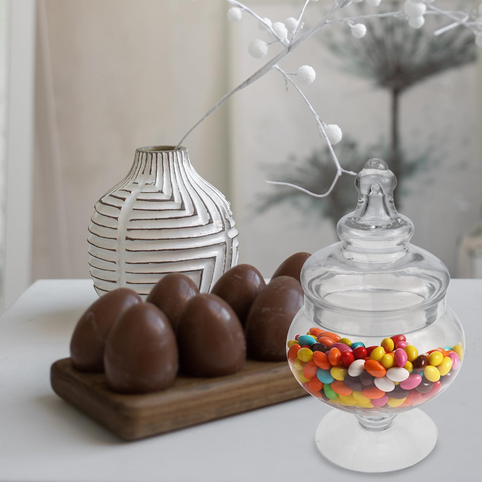 CALLARON Bonbonnière en Verre avec Couvercle, Pot de Rangement pour Bonbons et Épices, Décoration Élégante Cuisine et Restaurants, Forme Élégante et Pratique