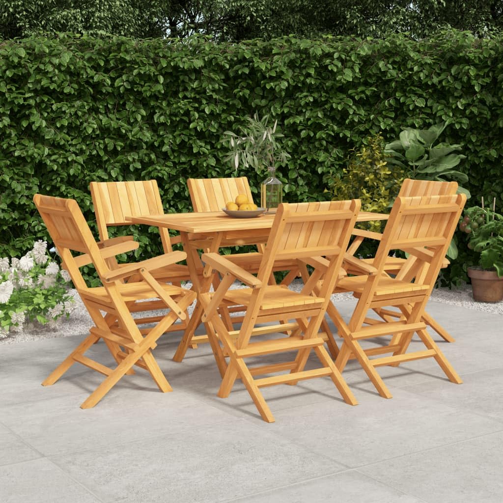 Mobili,Mobili da esterno,Set di mobili da giardino,Set da pranzo da giardino in legno massello di teak da 7 pezzi