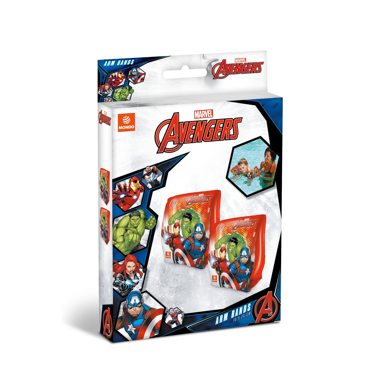 Mondo Toys - AVENGERS Arm Bands - Braccioli di Sicurezza per bambini - Materiale PVC - Adatti a bambini da 2 a 6 anni con Peso 6-20 kg - 16932