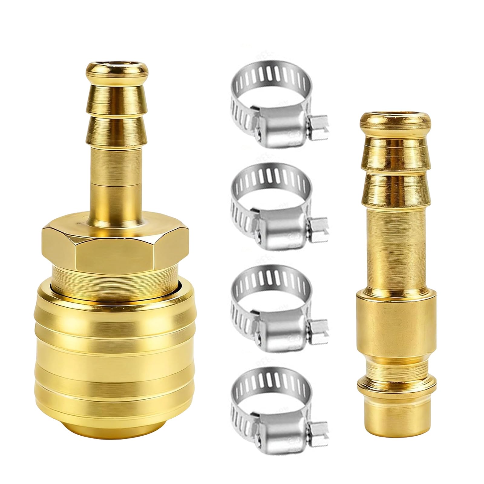 Zxfdsfdbnm 8Mm / 10Mm Copper Air Compressor Coupling Quick Connection With 4 Hose Clamps For Secure Leakproof Connection Workshop Fashion Air Compressor Hose Link