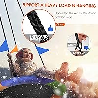 Vista 3 de PACEARTH - Platillo de 40 pulgadas, capacidad de peso de 660 lbs, 2 correas para colgar ajustables, cuerdas multihebra coloridas, seguro y duradero