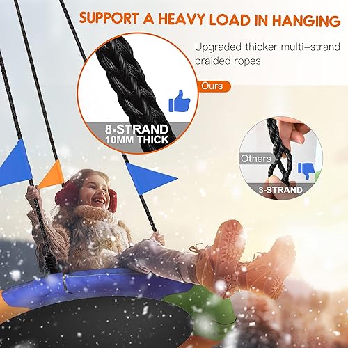 Miniatura 3 de PACEARTH - Platillo de 40 pulgadas, capacidad de peso de 660 lbs, 2 correas para colgar ajustables, cuerdas multihebra coloridas, seguro y duradero