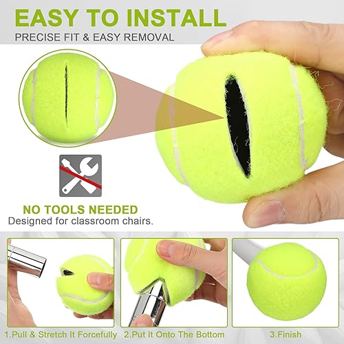 Miniatura 3 de Chunful 32 pelotas de tenis para patas de silla, protectores de piso, pelotas de tenis precortadas a granel para sillas de aula, escritorios,
