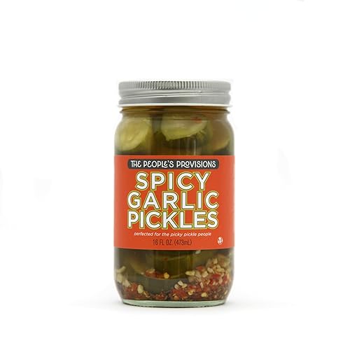 Miniatura 4 de The People's Provisions - Pepinillos picantes de ajo de 16 oz - Chips de pepinillo de ajo picantes crujientes, picantes y de corte grueso (paquete