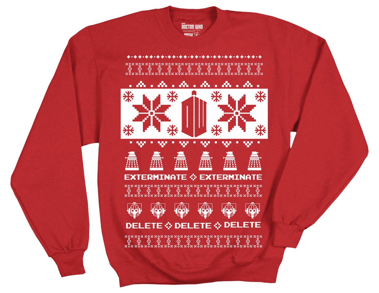 Ripple Junction Doctor WHO Villains Christmas Sweater Pattern Adult Sweatshirt