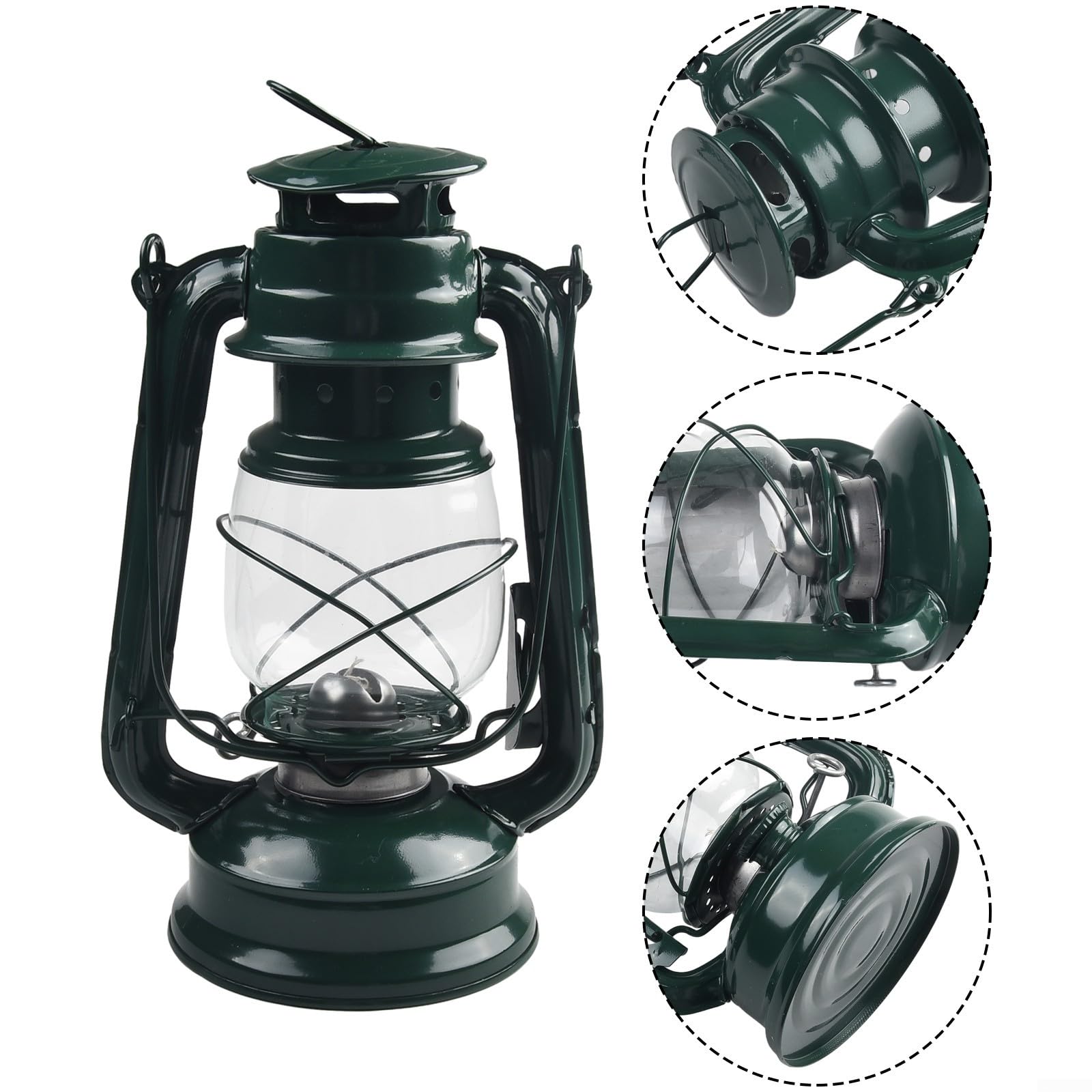 Lampade al cherosene in stile rétro, lampada a olio vintage con manico, lampada da tavolo per casa, giardino, campeggio Citronella (Verde-25CM)