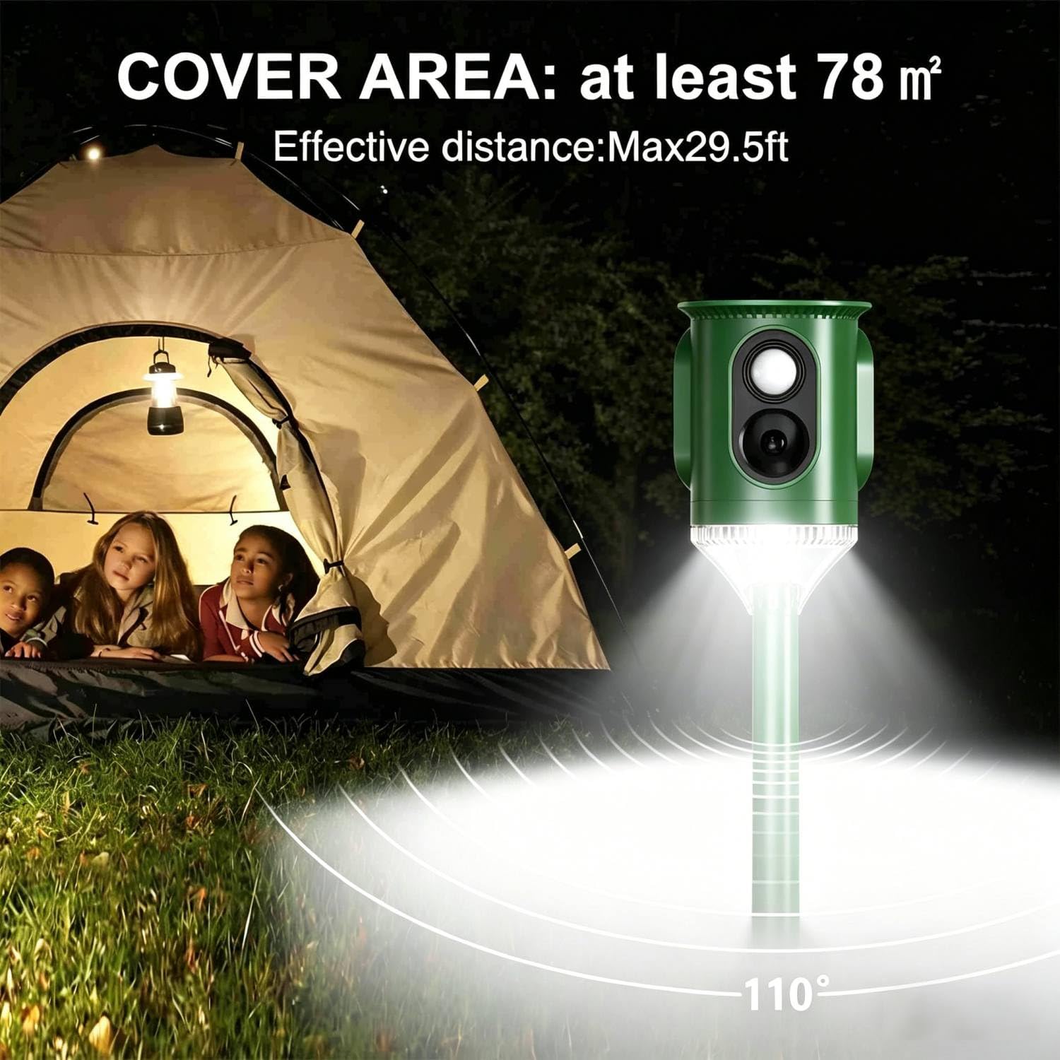 2X Repelente Solar ultrasónico 360° con luz Intermitente,Activado por Movimiento,Impermeable para jardín contra Gatos,Perros,Ardillas,mapaches,mofetas,Conejos y Coyotes